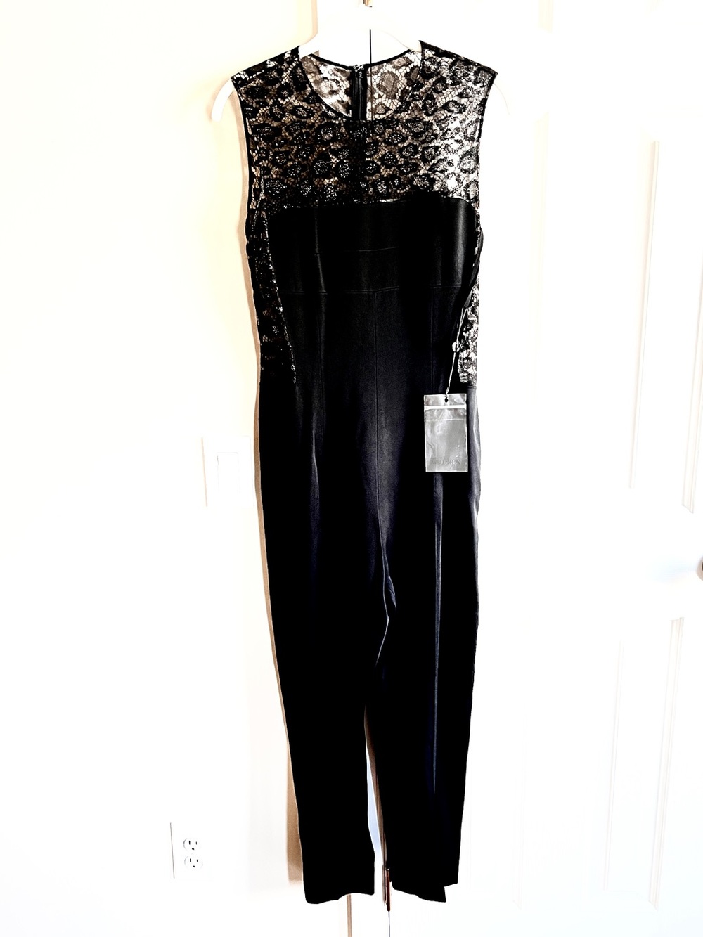 Alexander McQueen Metallic Lace Silk blend Jumpsuit black Sarah Burton 2014 XS